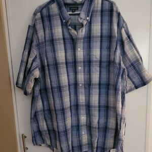 George Men's Casual Blue and White Plaid Shirt